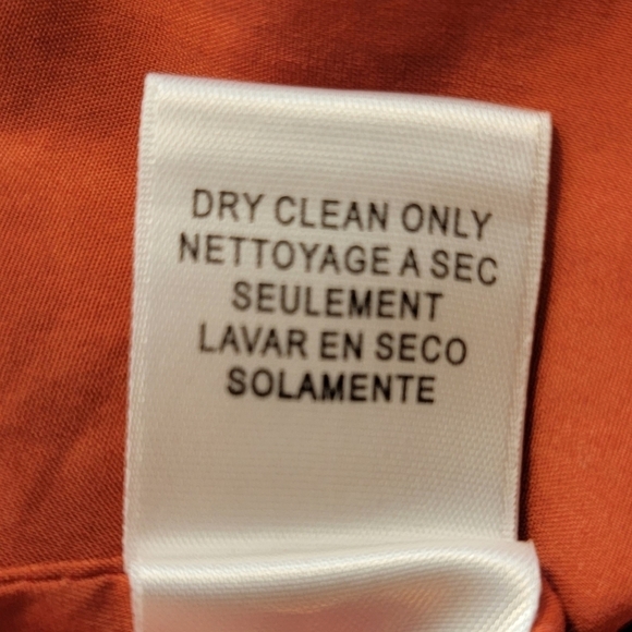 BCBGMAXAZRIA Pleated V Neck Top Sleeveless Woven Cotton Burnt Orange Exposed Zip - Picture 9 of 13